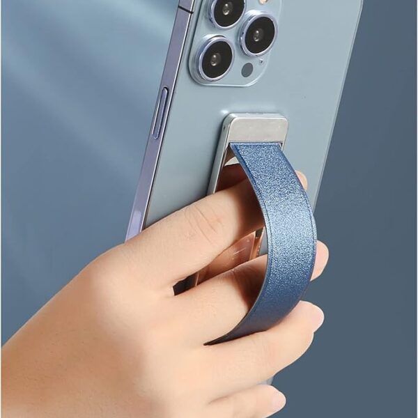 مسكة جوال بسحاب معدني + غلاف أزرق غامق